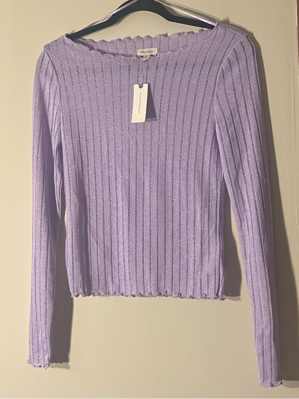 Pilcro Lilac Ribbed Long-Sleeve Knit Fairycore Top XS